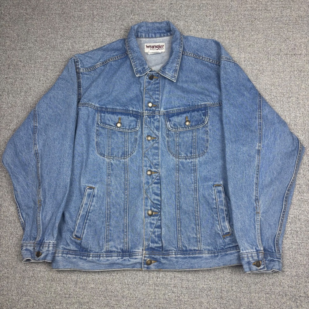 Wrangler Jacket Mens XXL Rugged Wear RJK30VI Blue Denim Trucker Western